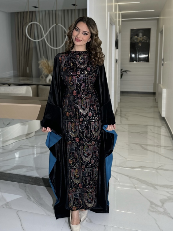 جلابية ملاك( نقشه ٣)Batwing Sleeve Long Dress
