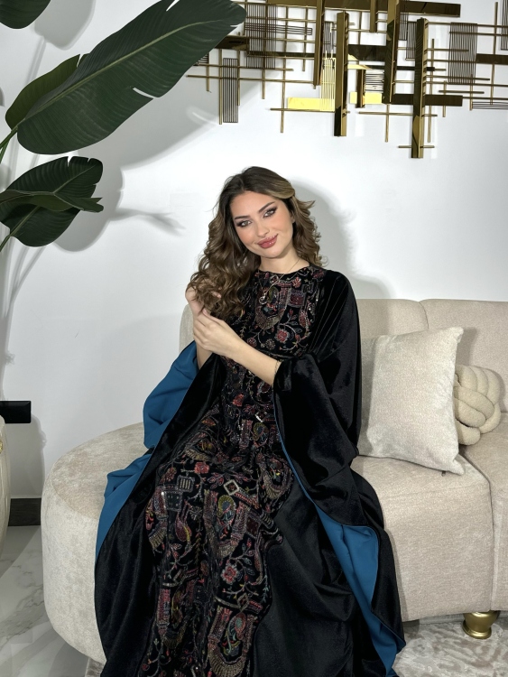 جلابية ملاك( نقشه ٣)Batwing Sleeve Long Dress