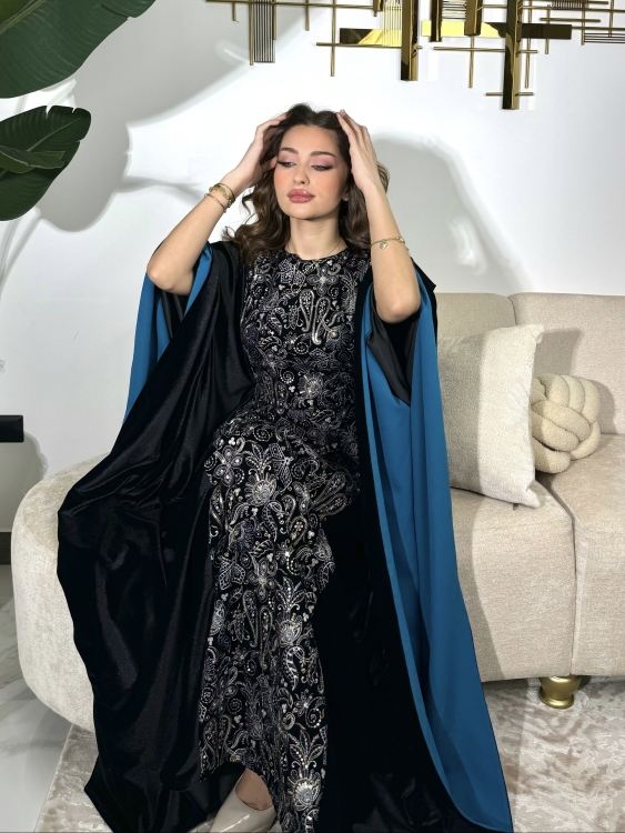 جلابية ملاك( نقشه ٤)Batwing Sleeve Long Dress
