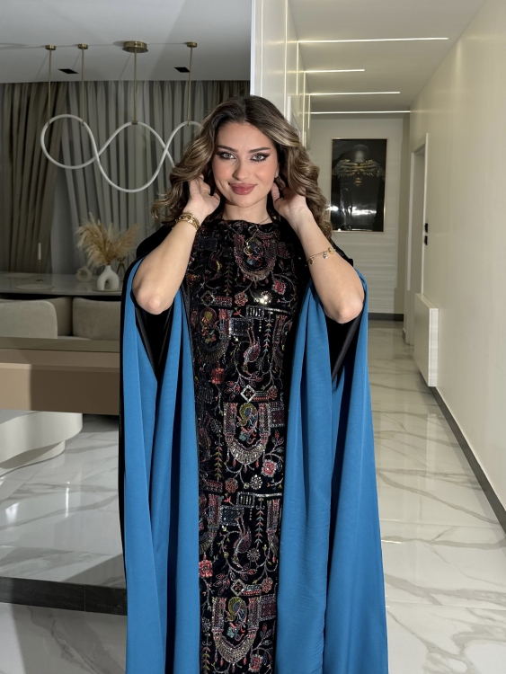 جلابية ملاك( نقشه ٣)Batwing Sleeve Long Dress