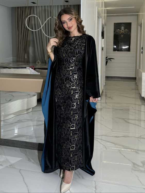 جلابية ملاك( نقشة ١)Batwing Sleeve Long Dress