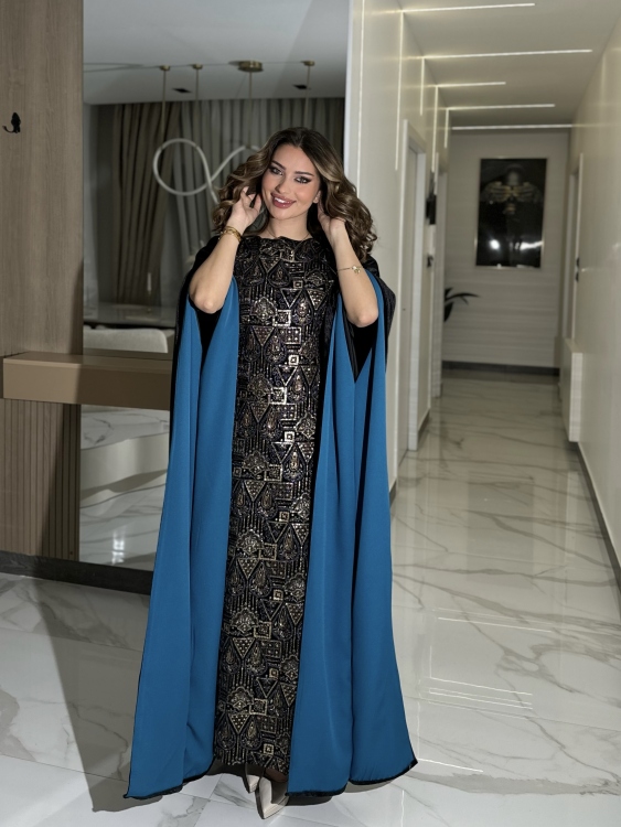 جلابية ملاك( نقشه ٢)Batwing Sleeve Long Dress