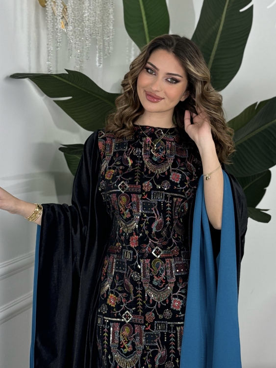 جلابية ملاك( نقشه ٣)Batwing Sleeve Long Dress