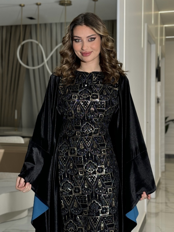 جلابية ملاك( نقشة ١)Batwing Sleeve Long Dress