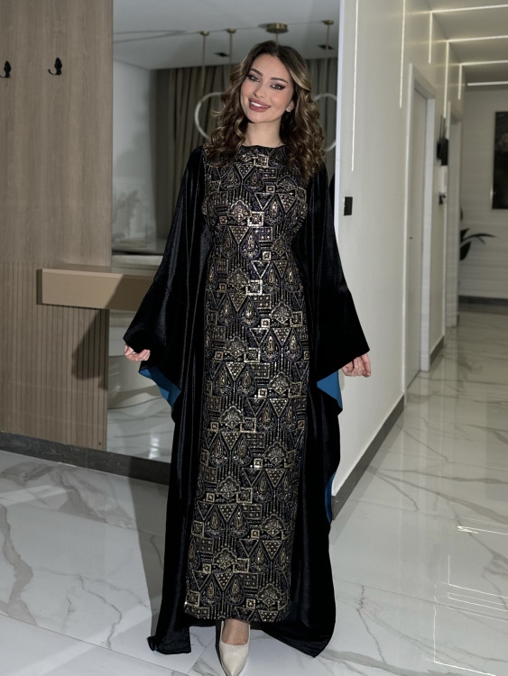 جلابية ملاك( نقشه ٢)Batwing Sleeve Long Dress