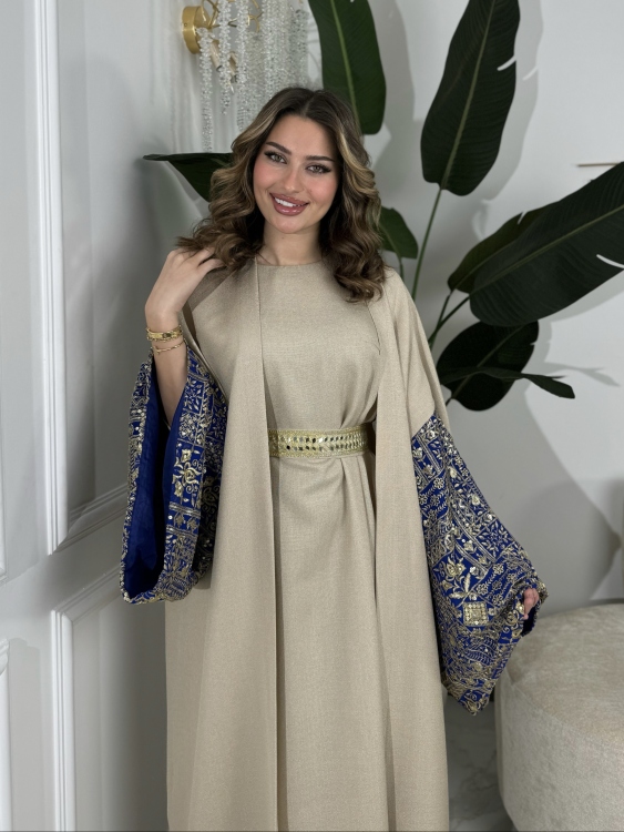 Long Sleeve Dress With Abaya جلابية ماسة (نيلي)