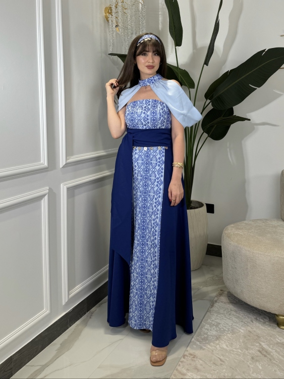 Henna Embroidery Dress(blue)