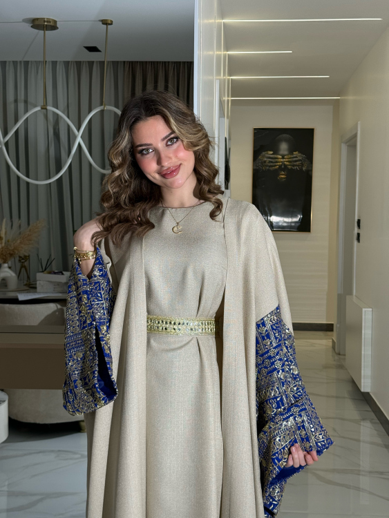 Long Sleeve Dress With Abaya جلابية ماسة (نيلي)