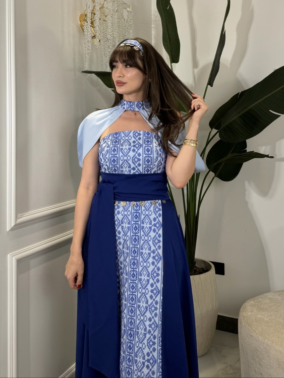 Henna Embroidery Dress(blue)