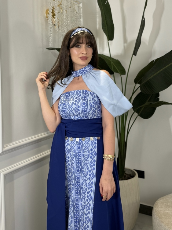 Henna Embroidery Dress(blue)