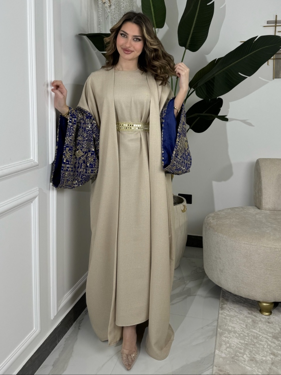 Long Sleeve Dress With Abaya جلابية ماسة (نيلي)