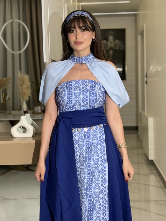 Henna Embroidery Dress(blue)
