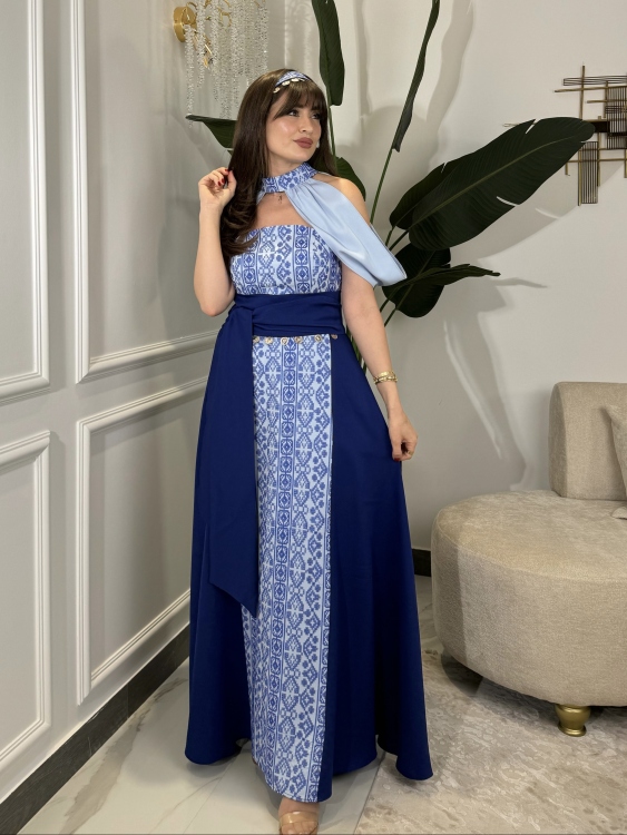 Henna Embroidery Dress(blue)