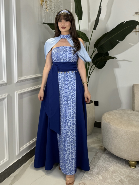 Henna Embroidery Dress(blue)