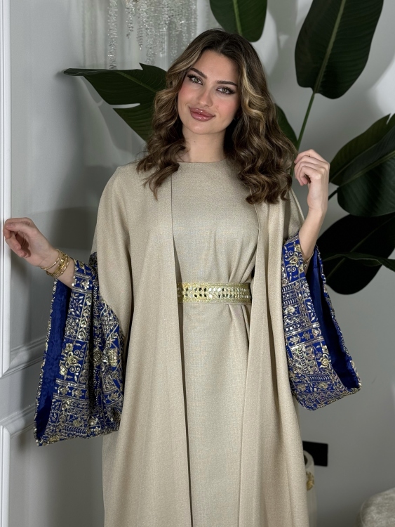 Long Sleeve Dress With Abaya جلابية ماسة (نيلي)