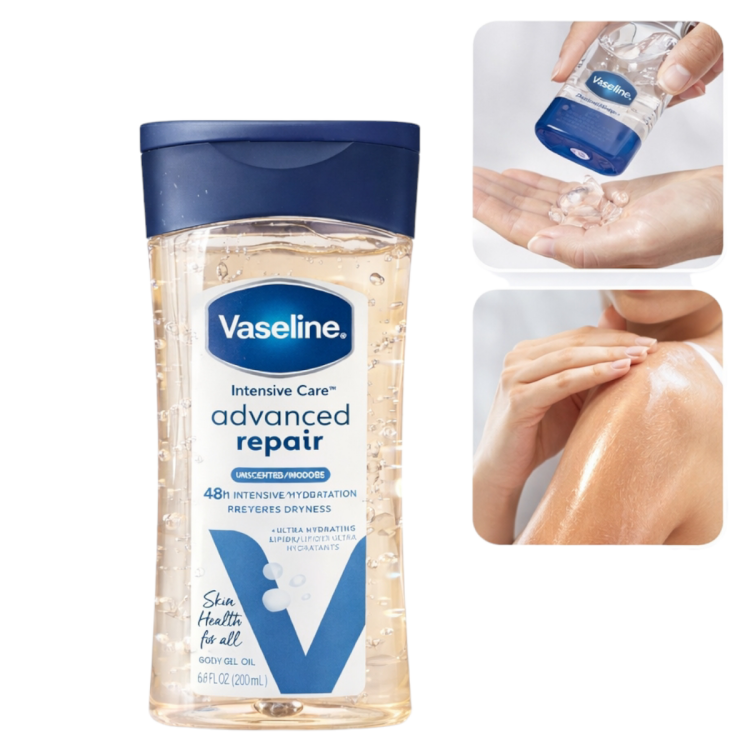فازلين زيت جل للجسم بالعناية المكثفة بدون عطر بحجم 200 مل 