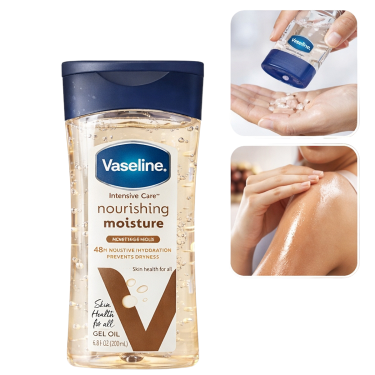 فازلين زيت جل للجسم مصمم لتغذية البشرة الجافة بحجم 200مل 