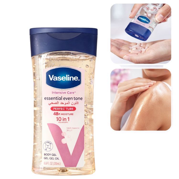 فازلين زيت جل للجسم ترطيب البشرة وتوحيد لونها بحجم 200 مل 