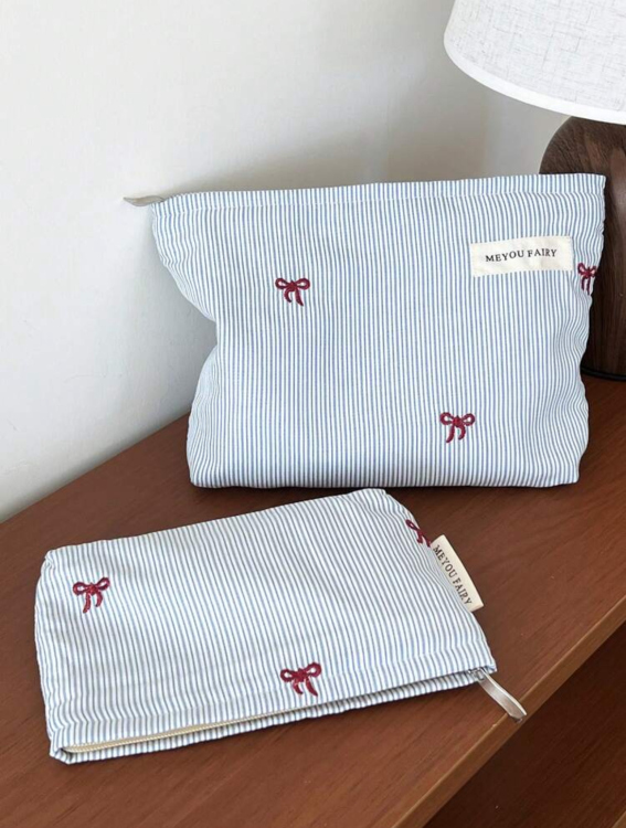 Minimal bows makeup-skin care bag