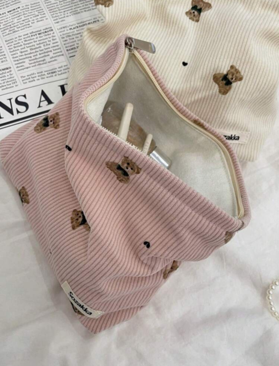 Pink cute bears make up bag 