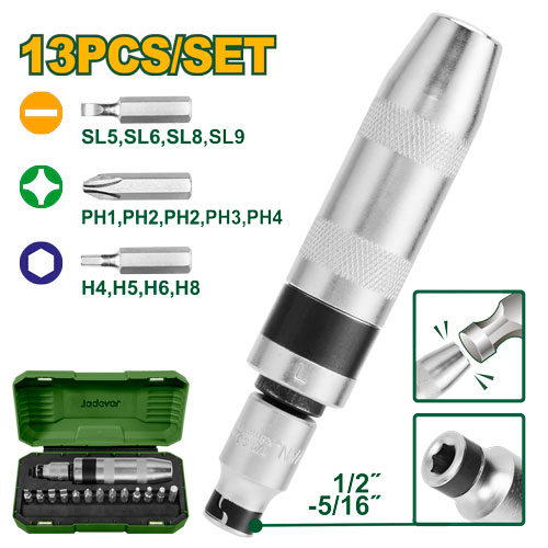 Jadever JDYM1B13 طقم مفك ضرب مع راسيات 13 قطعة