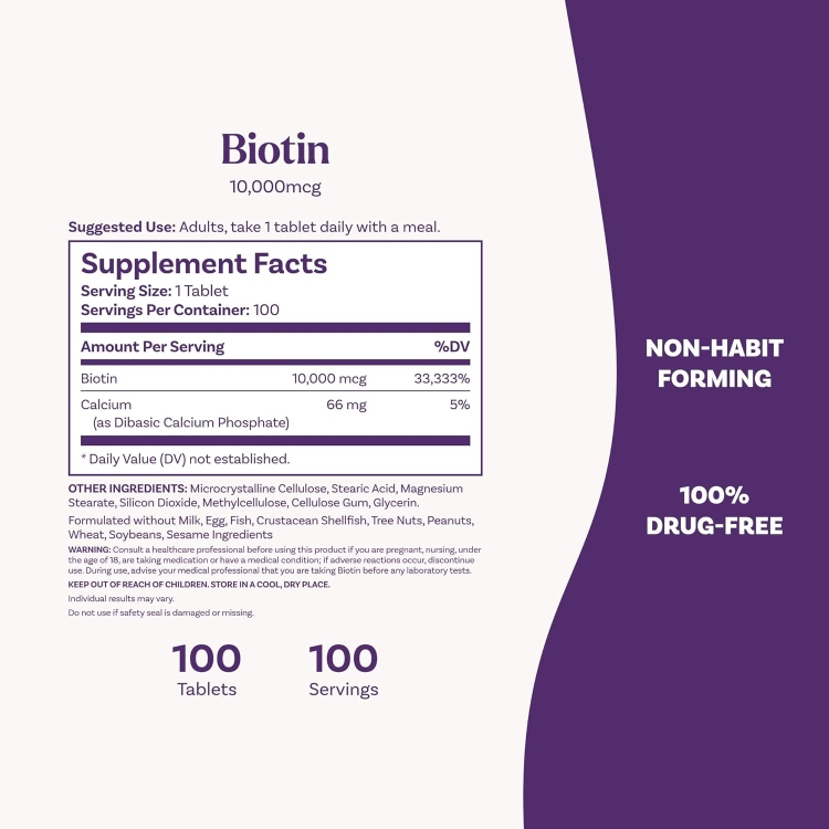 Natrol, Biotin 10,000 mcg (100 Teblets) 