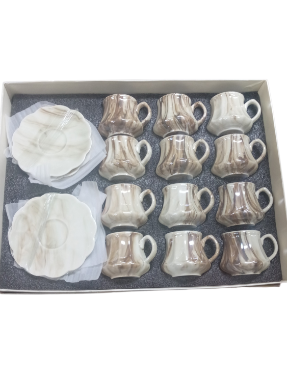 الصافي فناجين قهوة سادة رخامي 12قطعه