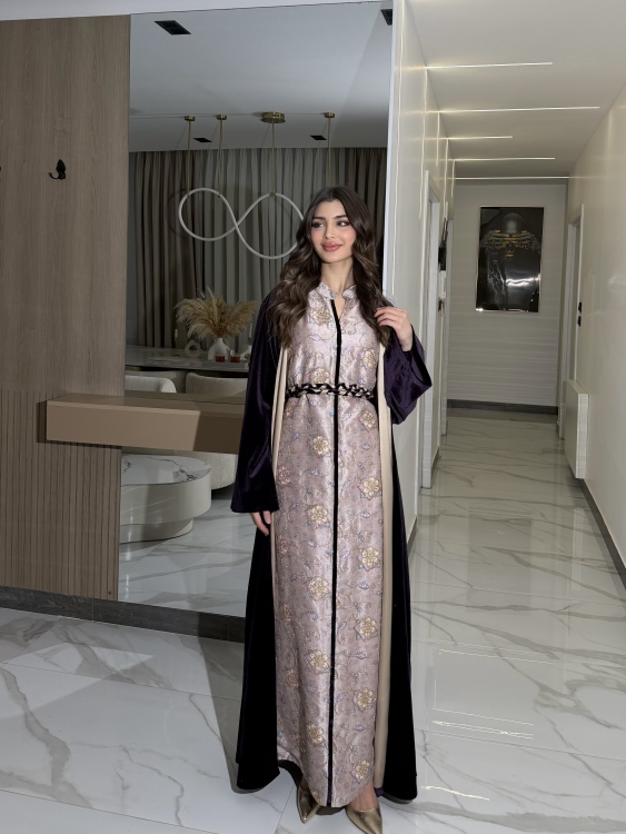 Embroidered Velvet Dress & Velvet Bisht