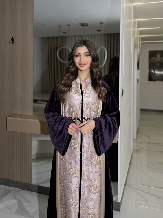 Embroidered Velvet Dress & Velvet Bisht