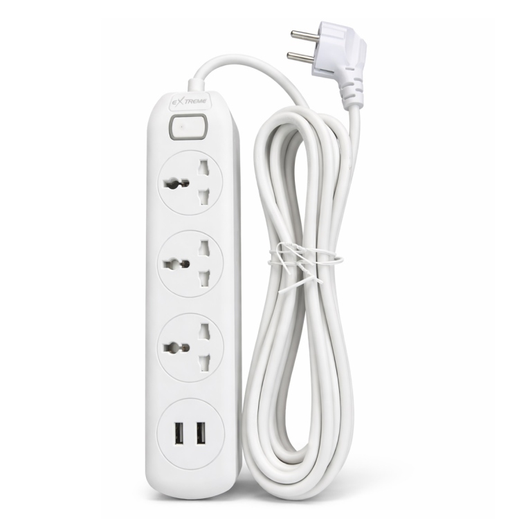 وصلة كهرباء 3مخارج>USB <X2 3 متر 2000 واط