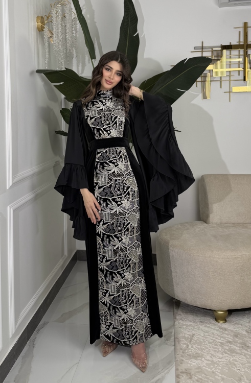 لانا Embroidered Velvet Dress
