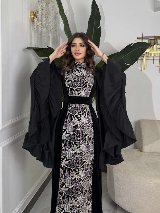 لانا Embroidered Velvet Dress