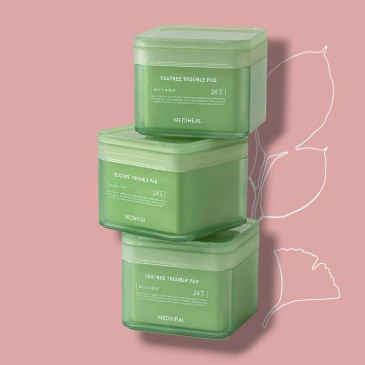 Mediheal tea tree trouble pad مسحات للبشرة تونر باد بالشاي الاخضر