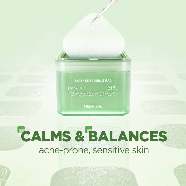 Mediheal tea tree trouble pad مسحات للبشرة تونر باد بالشاي الاخضر