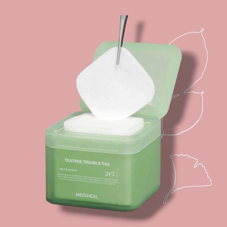 Mediheal tea tree trouble pad مسحات للبشرة تونر باد بالشاي الاخضر