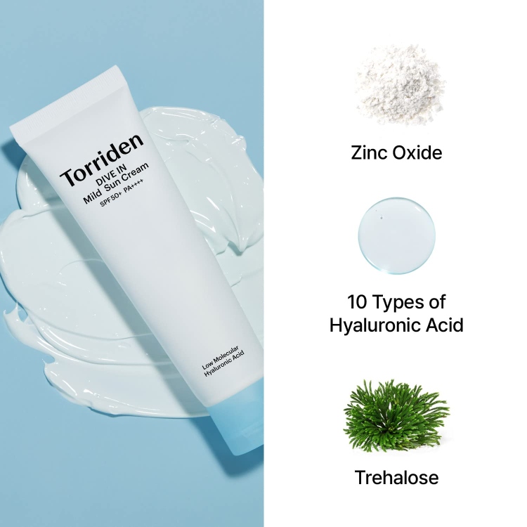 TORRIDEN Dive-in Mild Sun Cream SPF50+PA++++ واقي شمس فيزيائي عضوي مقاوم للماء