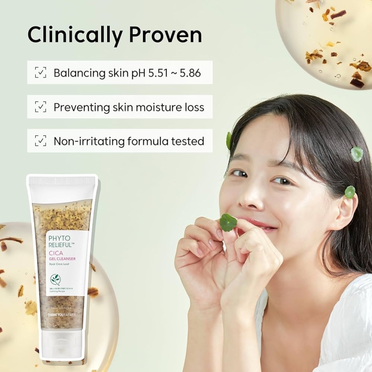 Thank you farmer Phyto Relieful Cica Gel Cleanser غسول عضوي ب سنتيالا استيكا و سيكا 