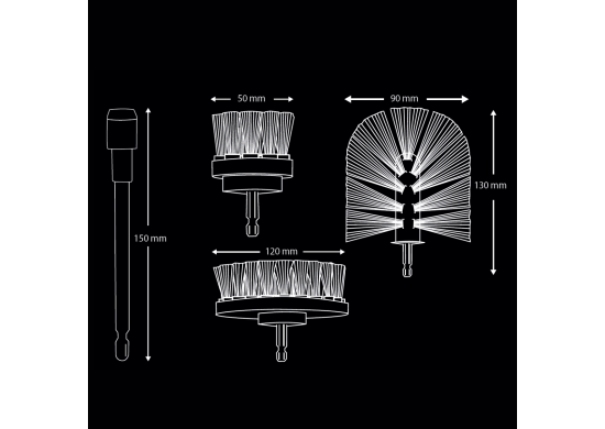 ثلاث فرش بأحجام مختلفة لتناسب مجموعة واسعة من الاستخدامات K2 BRILL SET PRO