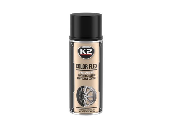 دهان جنط  اسود بلمعة لذر قابل للازالة  K2 COLOR FLEX BLACK GLOSS 400 ML