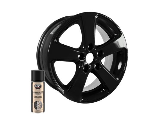 دهان جنط  اسود بلمعة لذر قابل للازالة  K2 COLOR FLEX BLACK GLOSS 400 ML