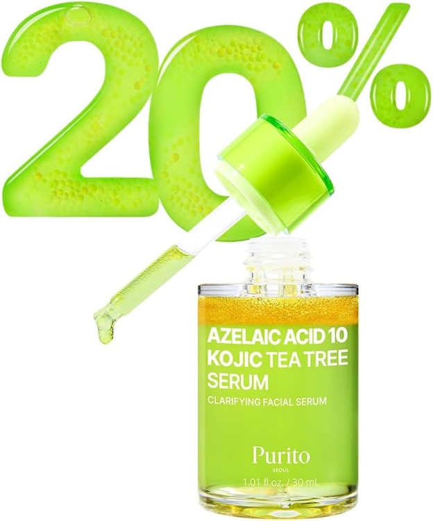 PURITO Azelaic Acid 10% + Kojic Acid + Tea Tree Facial Serum | for Acne & Marks, Breakouts