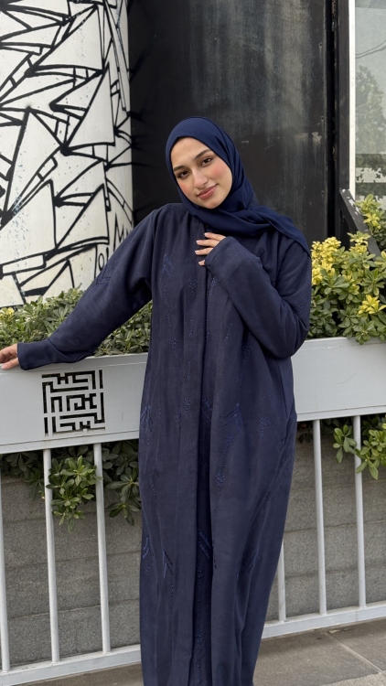 عباية  كحلي بتطريز كحلي