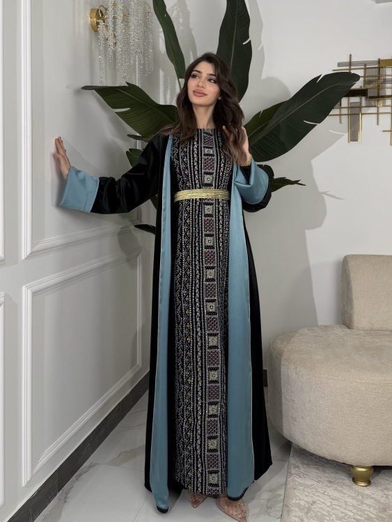 Luxury Velvet Bisht & Dress Set Embroidered جلابية فيروز