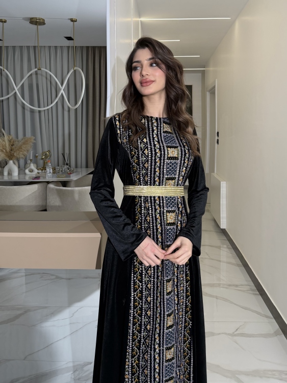 Luxury Velvet Bisht & Dress Set  embroidered 