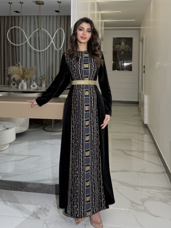 Luxury Velvet Bisht & Dress Set  embroidered 
