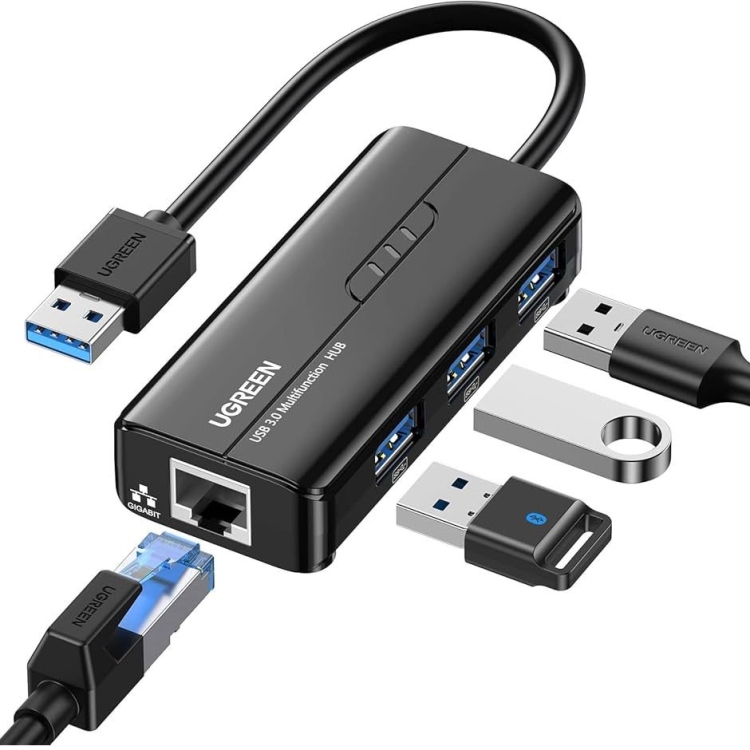 موزع 4 مخارج USB2.0 مخرج LAN  1000 MBPS  نقل داتا 5000 جيجا 