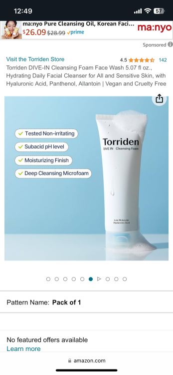 Torriden DIVE-IN Low Molecular Hyaluronic Acid Cleansing توريدن دايف-إن غسول رغوي بحمض الهيالورونيك