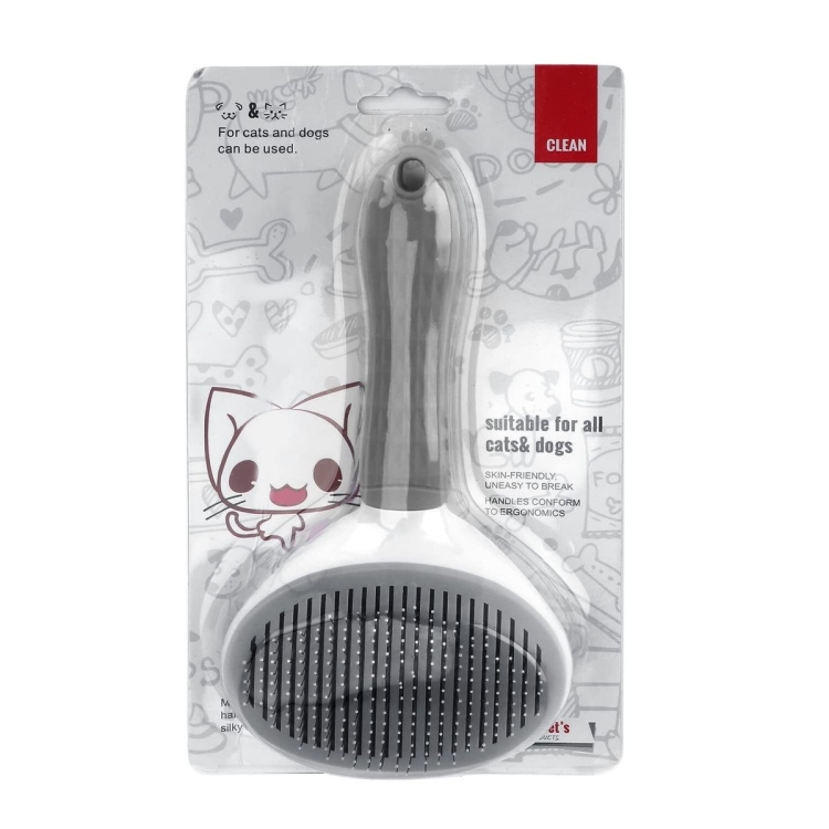 مشط القطط بكبسة تنظيف ذاتية حجم كبير 