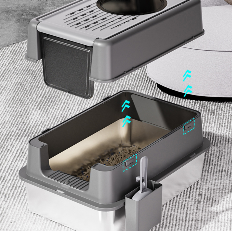 Enclosed Stainless Steel Cat Litter Box