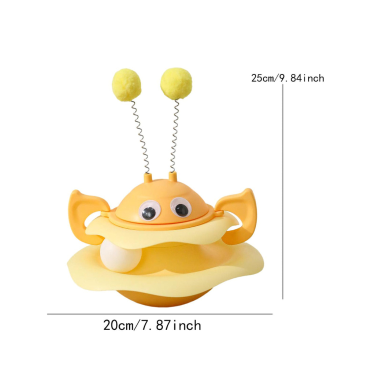 2-Level Cat Tower Toy - Rotating Balls and Bees